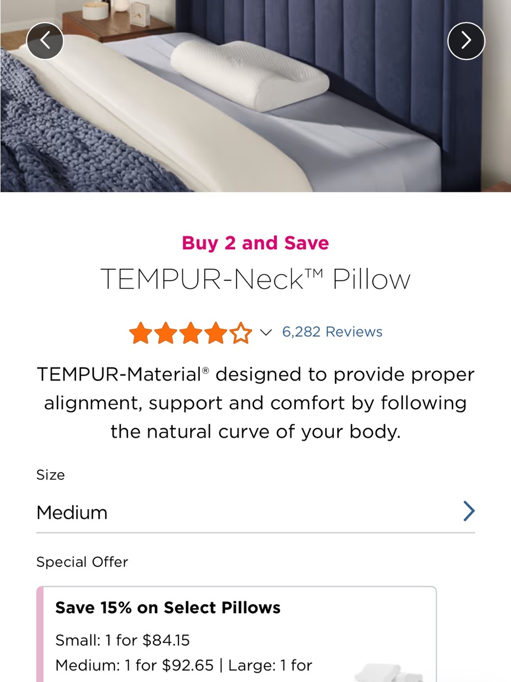 New - TEMPUR-Neck Pillow - Medium